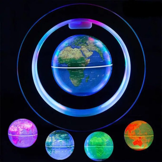 Round LED World Map Floating Globe Magnetic Levitation Light Anti Gravity Magic