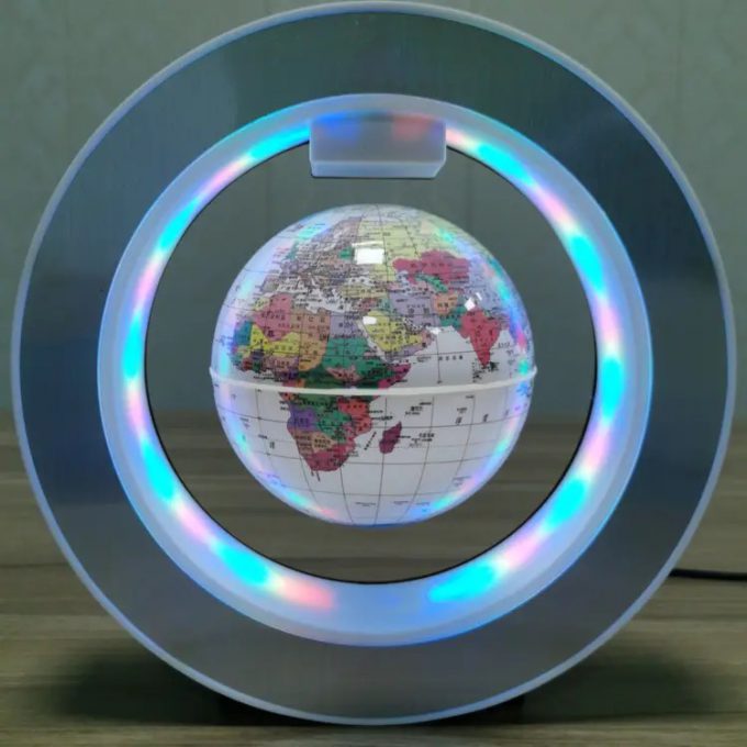 Round LED World Map Floating Globe Magnetic Levitation Light Anti Gravity Magic