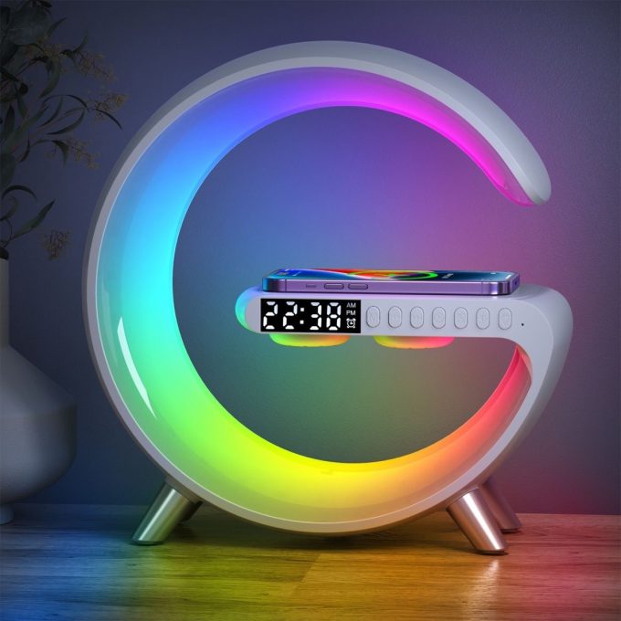 G Shaped LED Lamp Bluetooth Speaker Wireless Charger